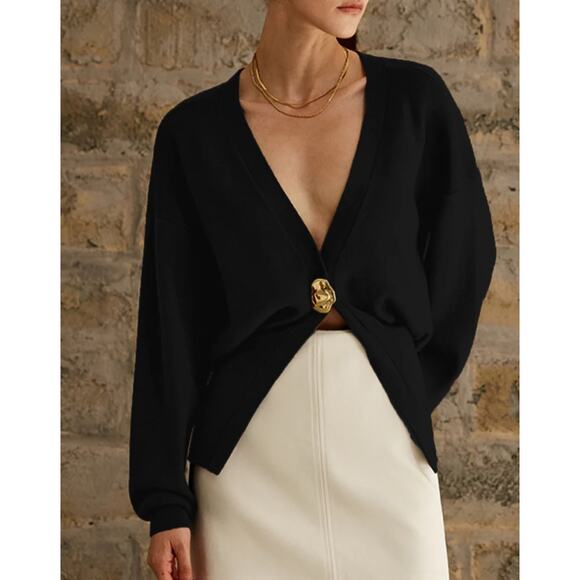 Commense Golden Button Plain Cardigan Size L - Picture 1 of 4